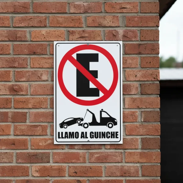Cartel No estacionar llamo guinche