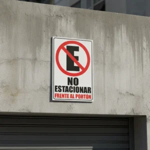 Cartel No estacionar frente al portón